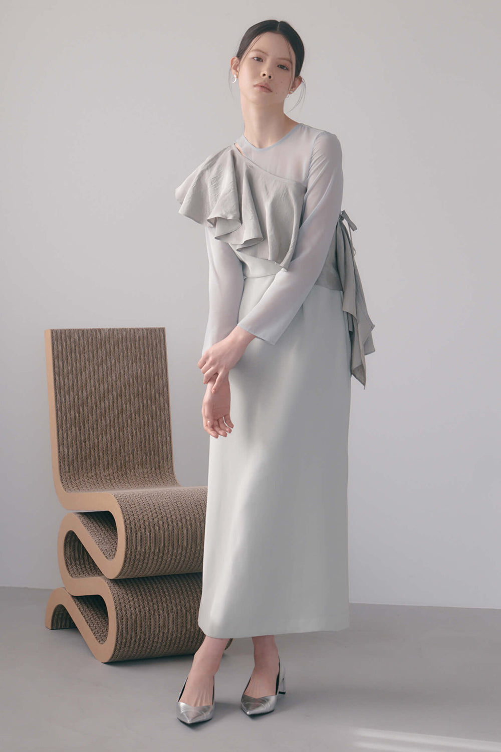 kaene セットショール3way切替ドレス / 100936 | モデル身長170cm 着用サイズ34