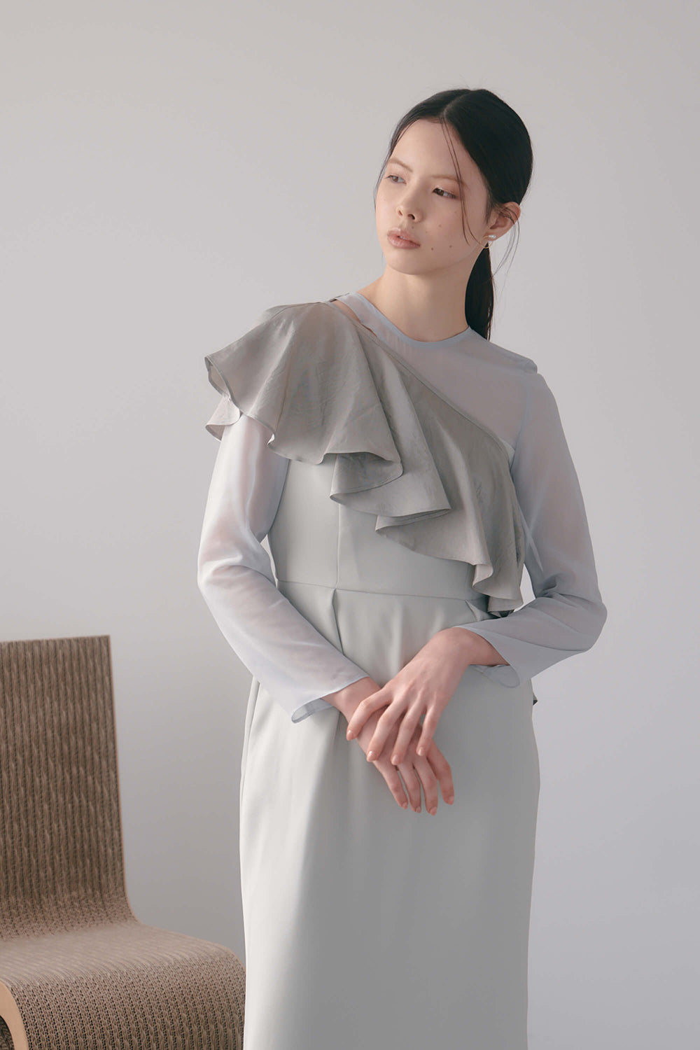 kaene セットショール3way切替ドレス / 100936 | モデル身長170cm 着用サイズ34