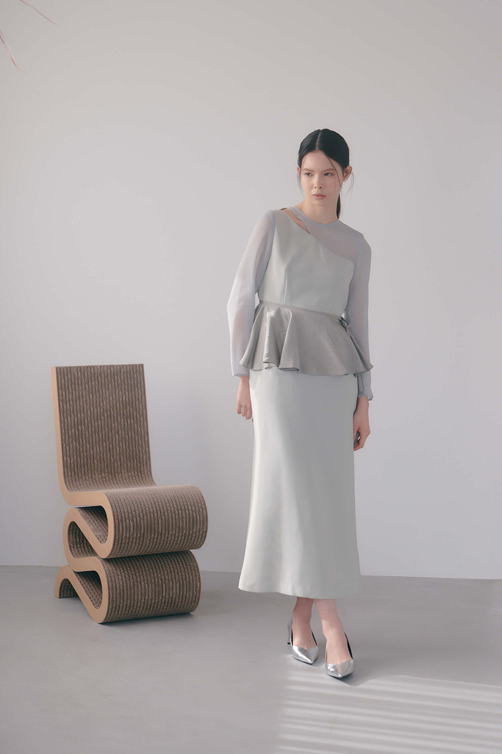 kaene セットショール3way切替ドレス / 100936 | モデル身長170cm 着用サイズ34