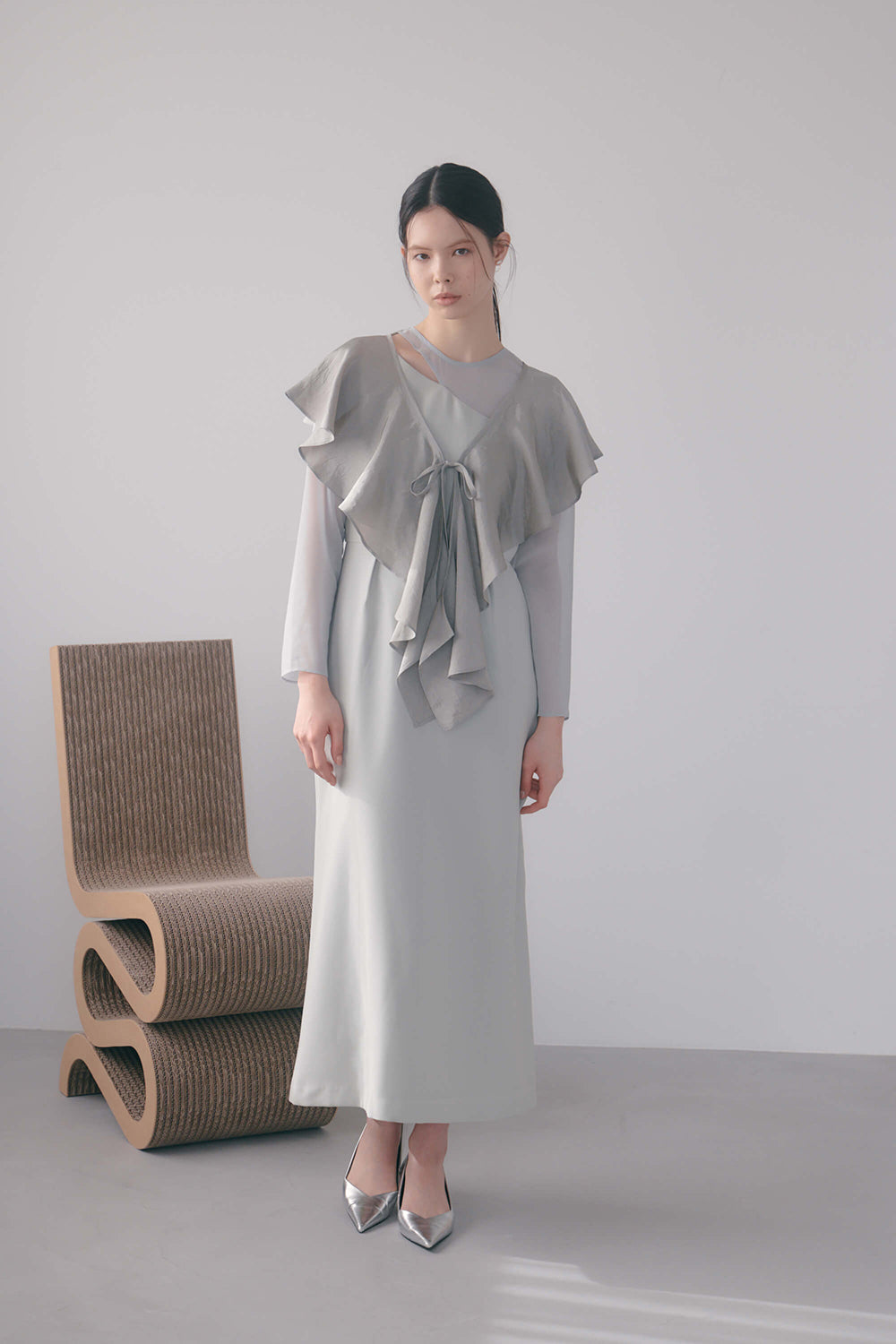 kaene セットショール3way切替ドレス / 100936 | モデル身長170cm 着用サイズ34