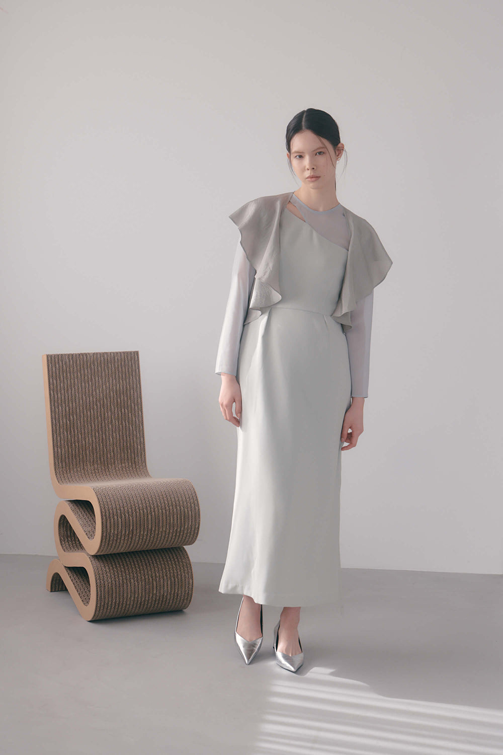 kaene セットショール3way切替ドレス / 100936 | モデル身長170cm 着用サイズ34