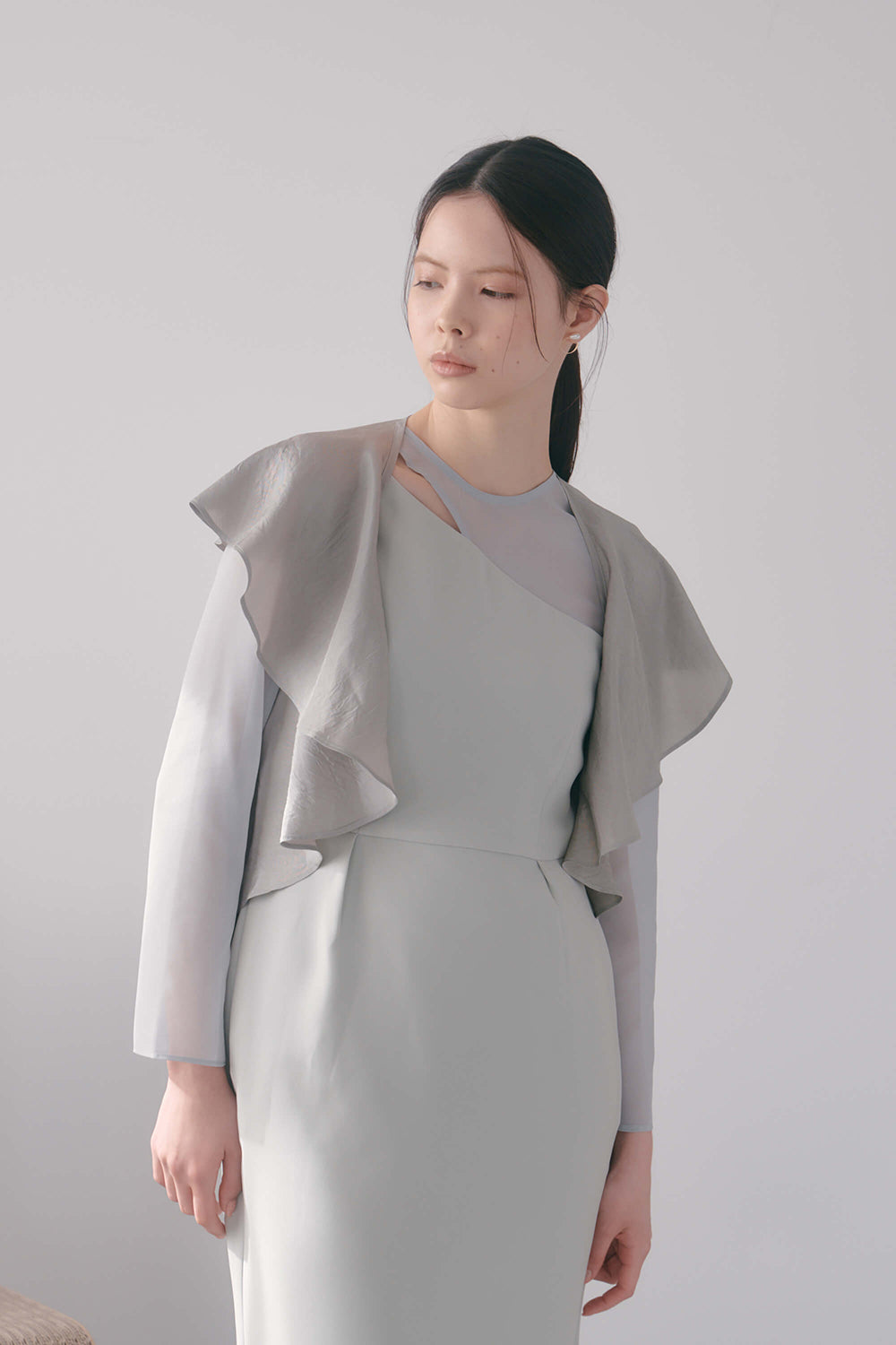 kaene セットショール3way切替ドレス / 100936 | モデル身長170cm 着用サイズ34