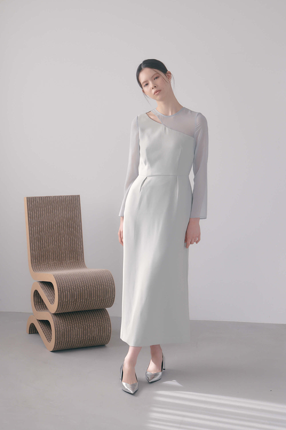 kaene セットショール3way切替ドレス / 100936 | モデル身長170cm 着用サイズ34