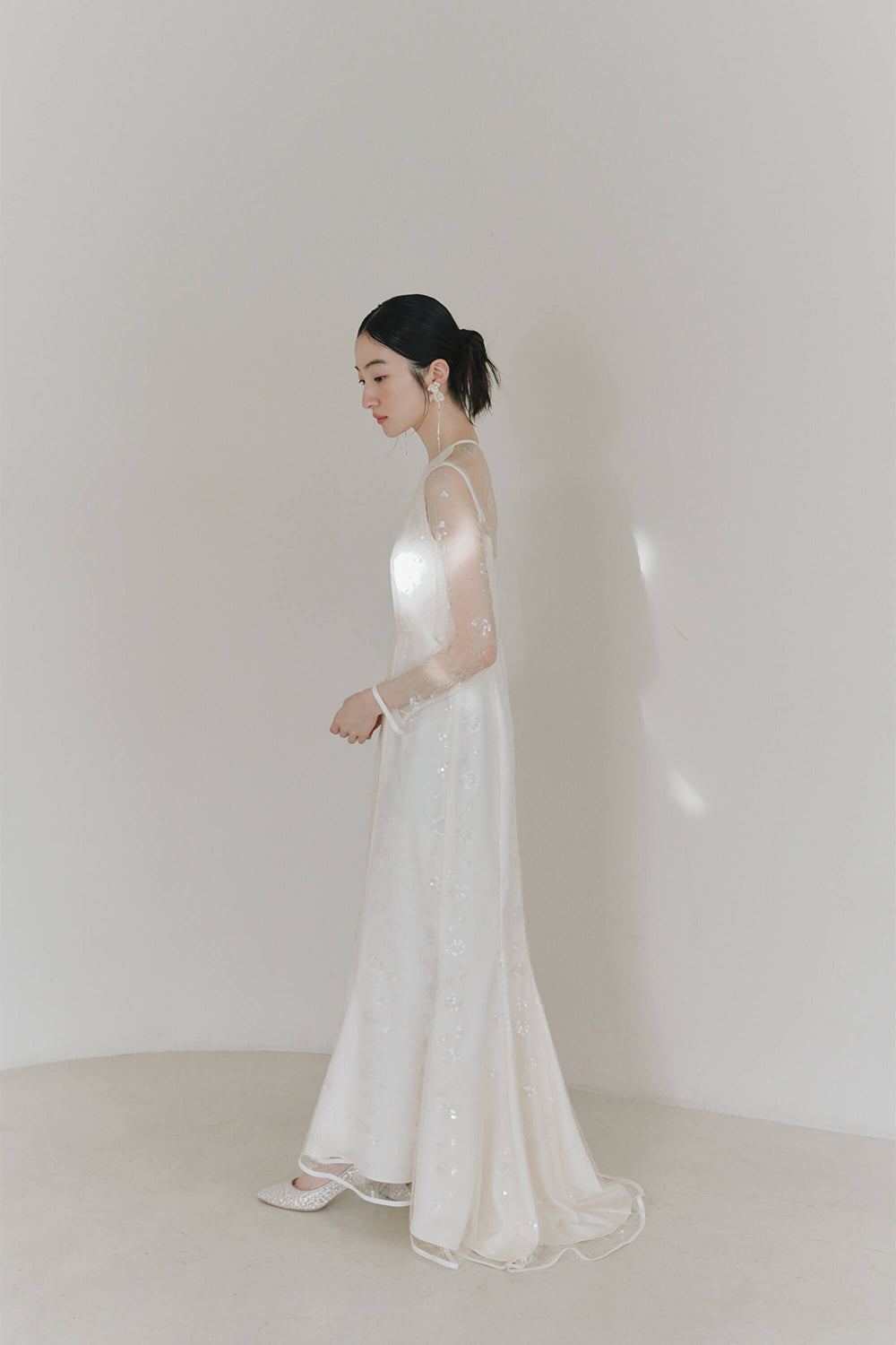 kaene レースマーメイドドレス / 101020 | モデル身長164cm 着用サイズ36