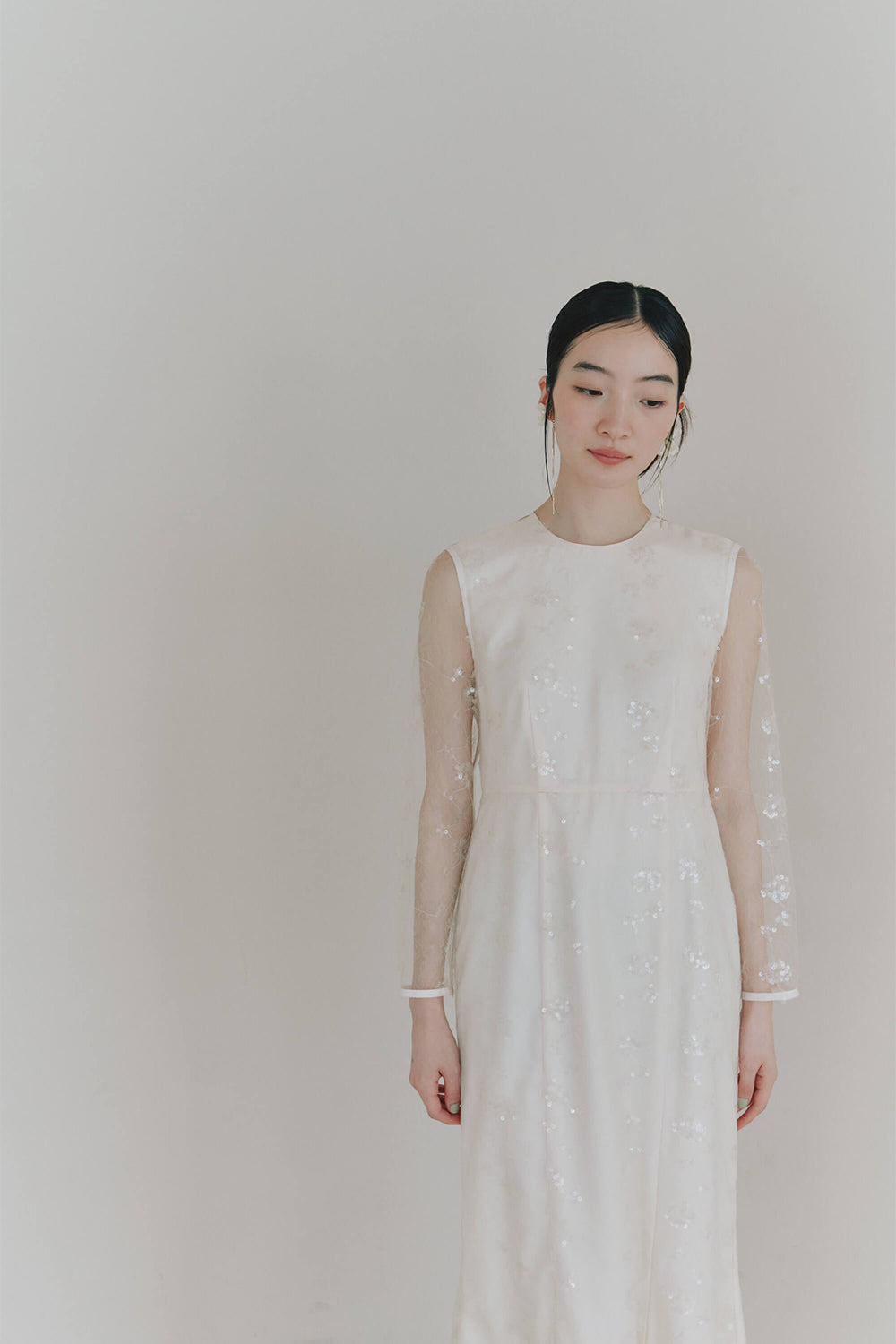 kaene レースマーメイドドレス / 101020 | モデル身長164cm 着用サイズ36