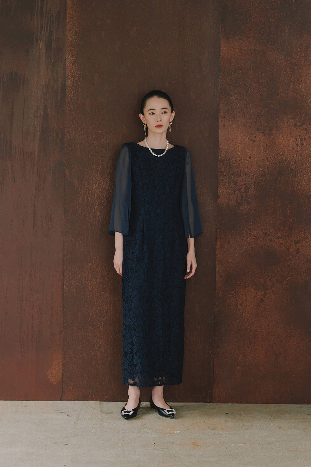 kaene フルラレースフレアースリーブドレス / 101148 | モデル身長172cm M(38)