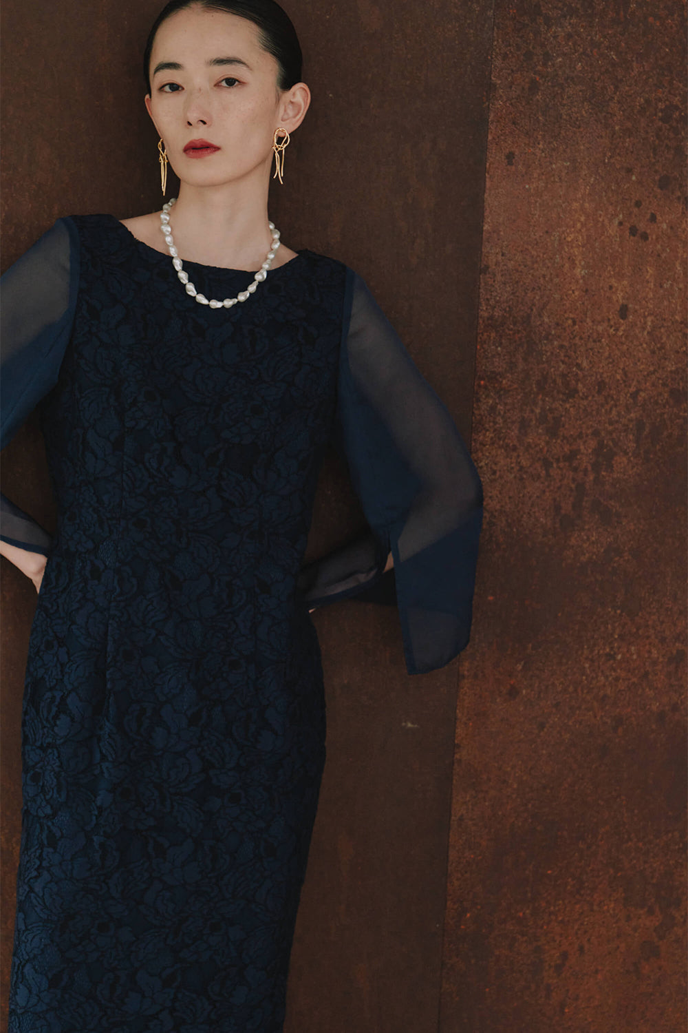 kaene公式オンラインストア フルラレースフレアースリーブドレス