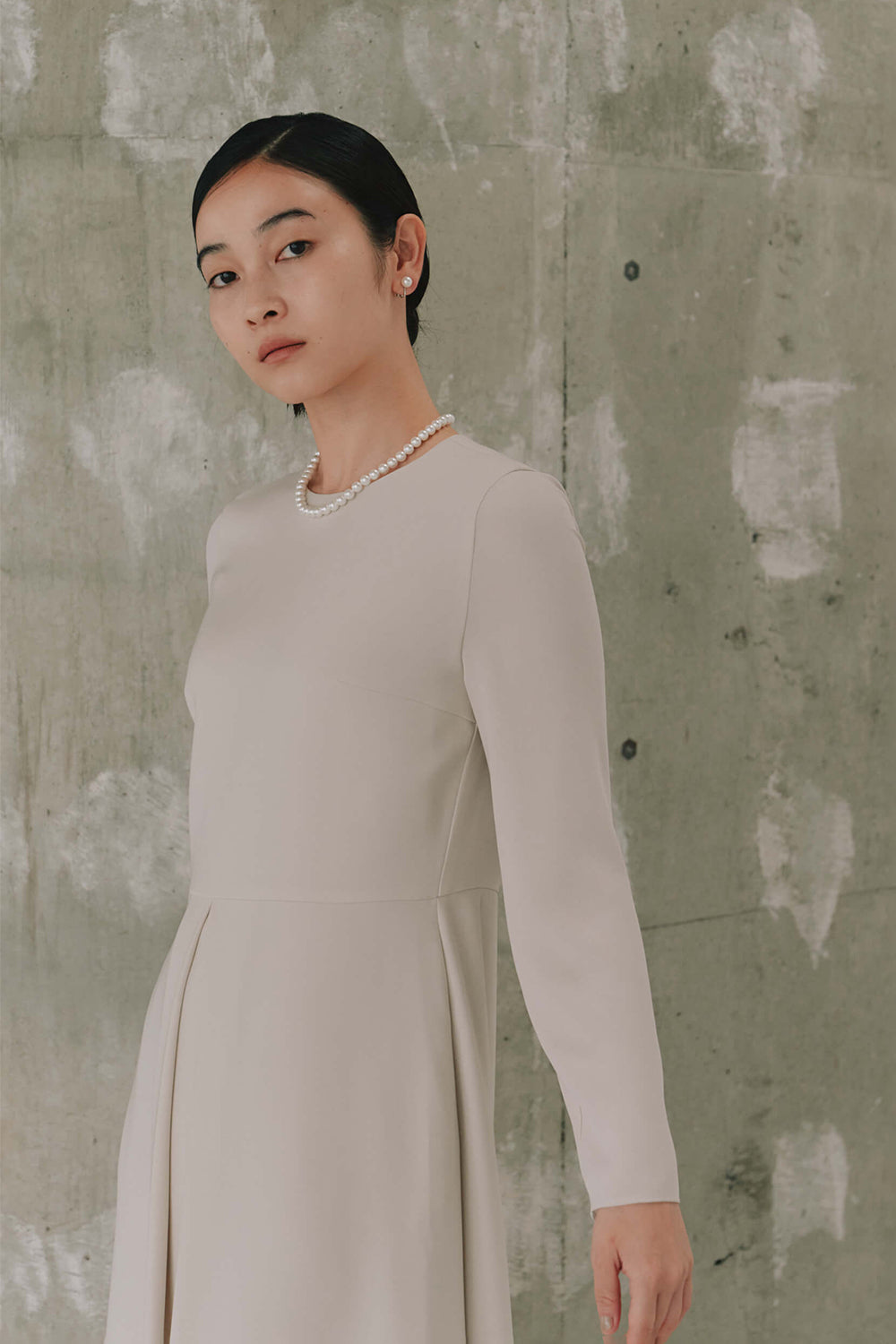 kaene シフォン合わせロングワンピース / 100647 | モデル身長162cm 着用サイズ38