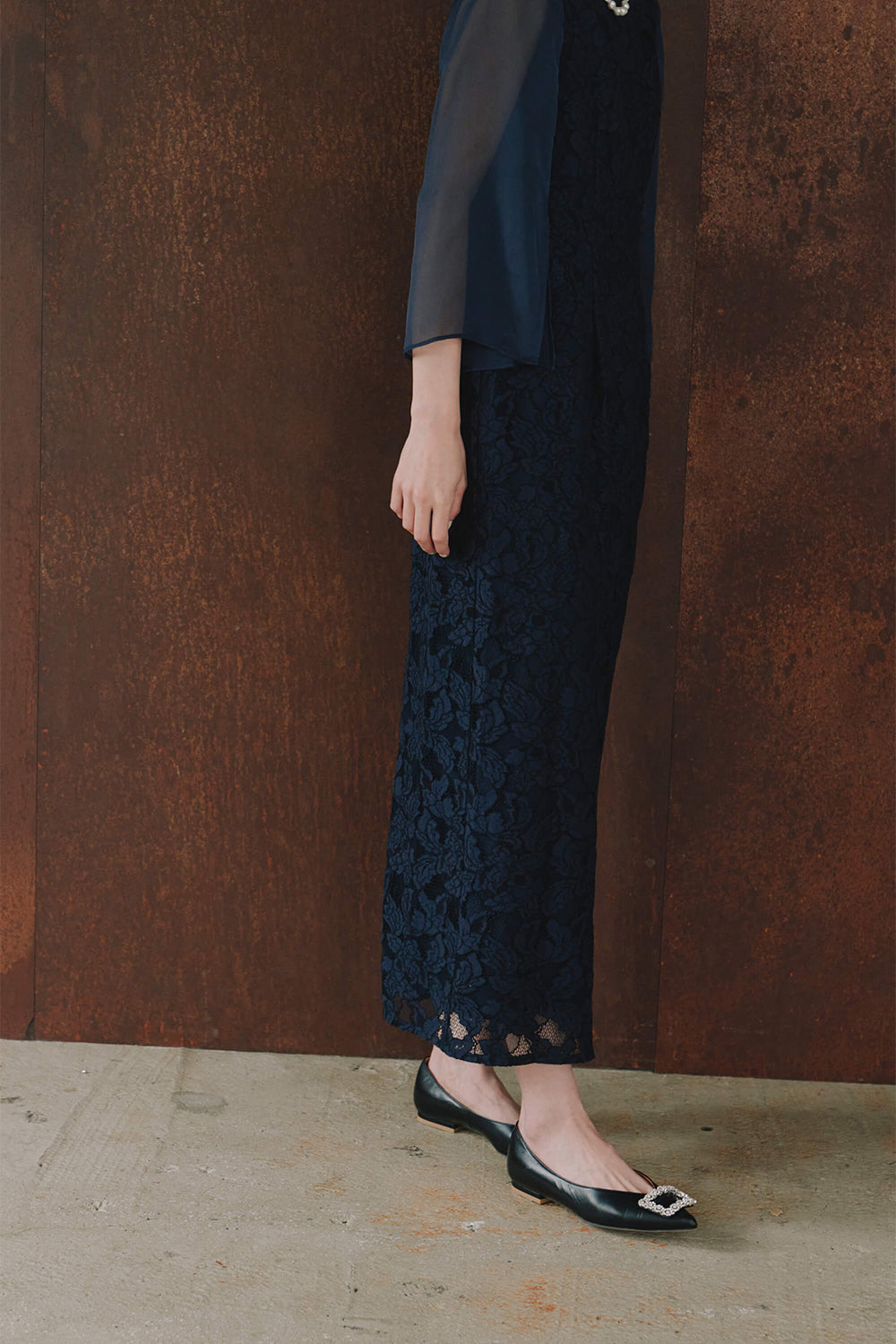 kaene フルラレースフレアースリーブドレス / 101148 | モデル身長172cm M(38)