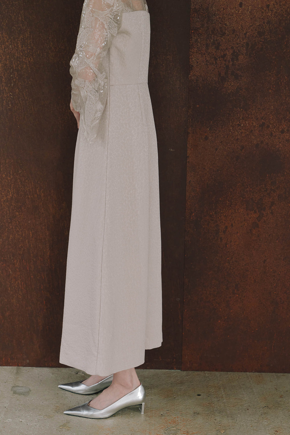 kaene ブリエレースジャカードコンビドレス / 101121 | モデル身長172cm 着用サイズM(38)