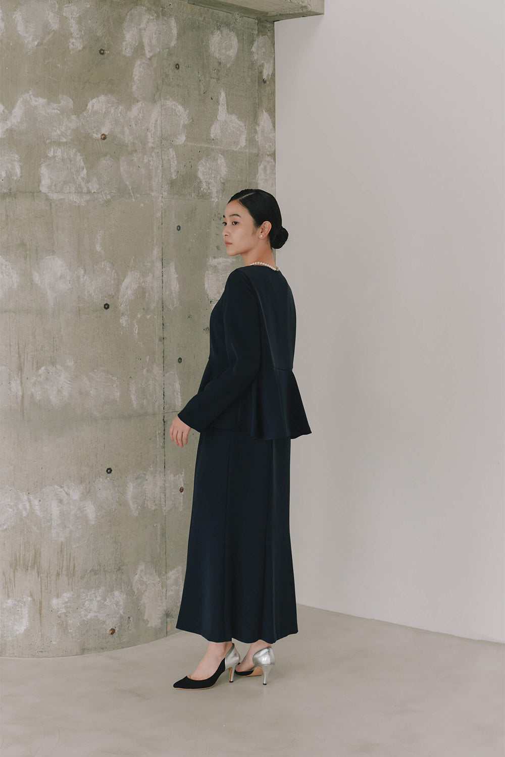 kaene フレアジャケットセットワンピース / 101057 | モデル身長162cm 着用サイズ38 ※navy着用