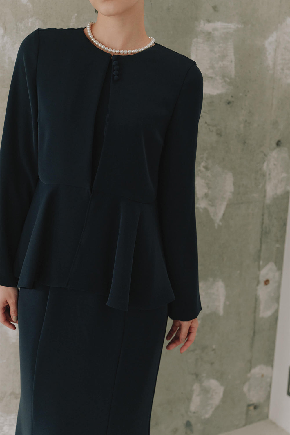 kaene フレアジャケットセットワンピース / 101057 | モデル身長162cm 着用サイズ38 ※navy着用