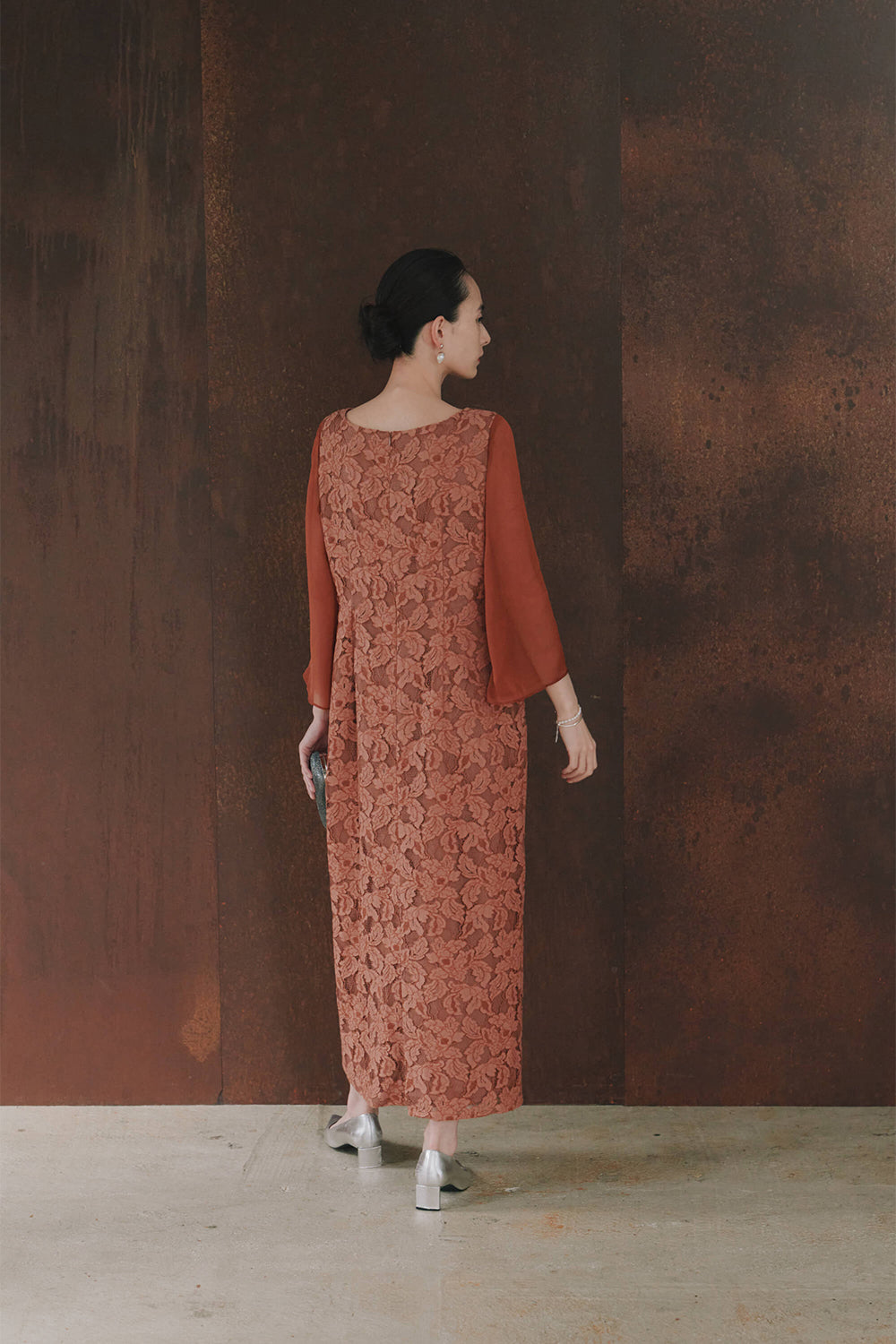 kaene フルラレースフレアースリーブドレス / 101148 | モデル身長172cm L(40)