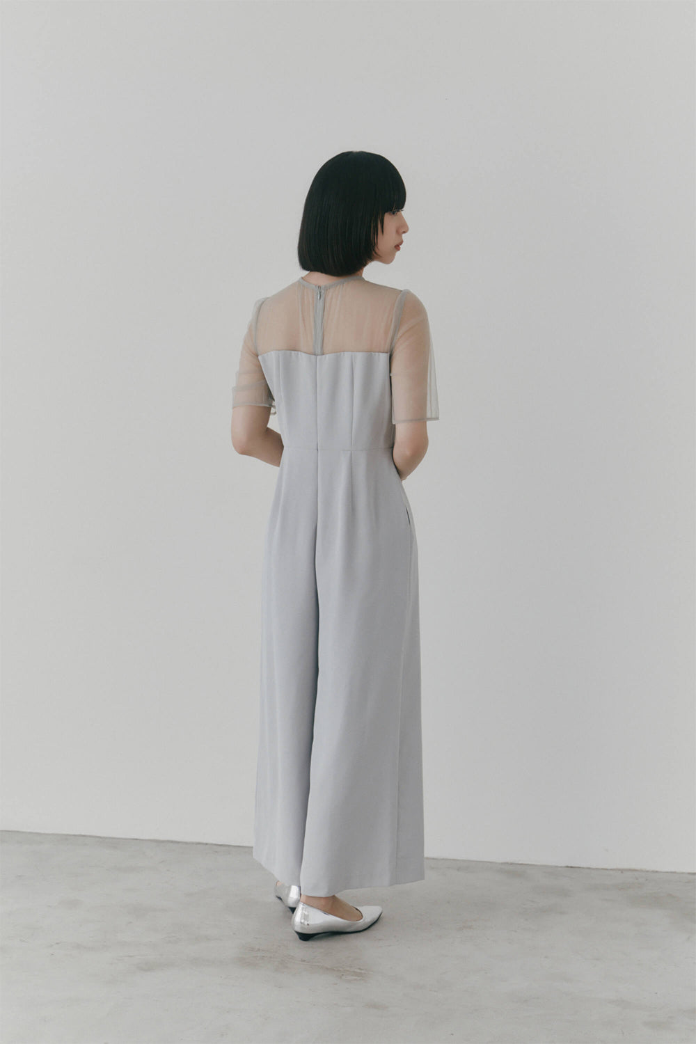kaene チュールレイヤードオールインワン / 101028 | モデル身長167cm 着用サイズ36
