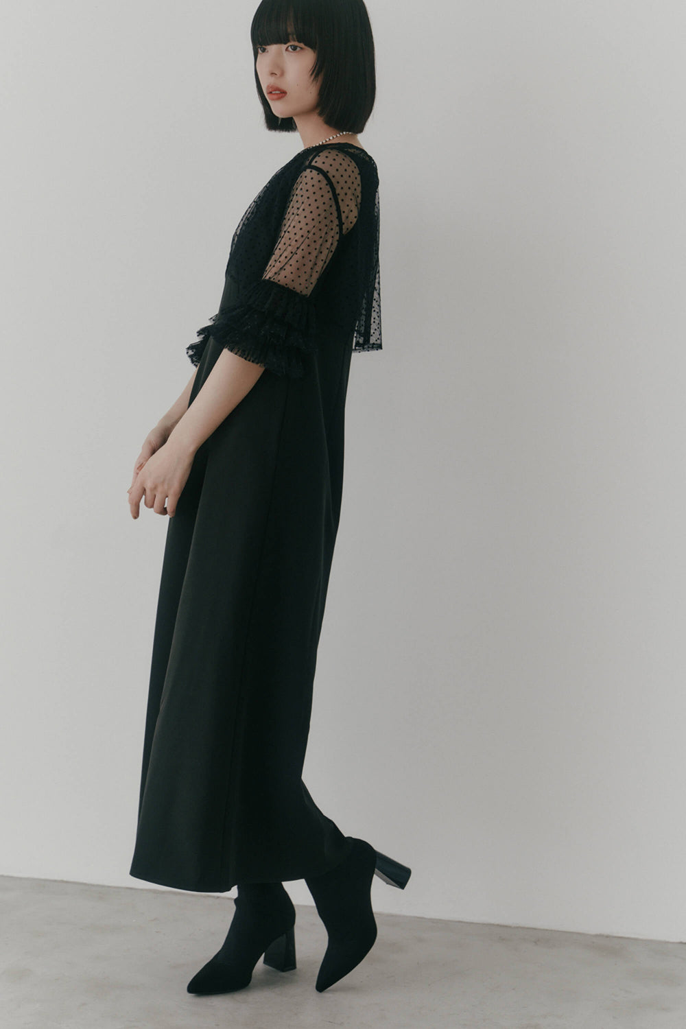 kaene フリルボレロセットドレス / 100984 | モデル身長167cm 着用サイズ38