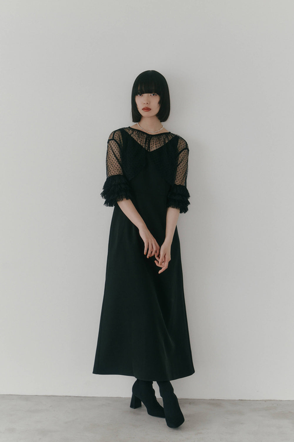 kaene フリルボレロセットドレス / 100984 | モデル身長167cm 着用サイズ38