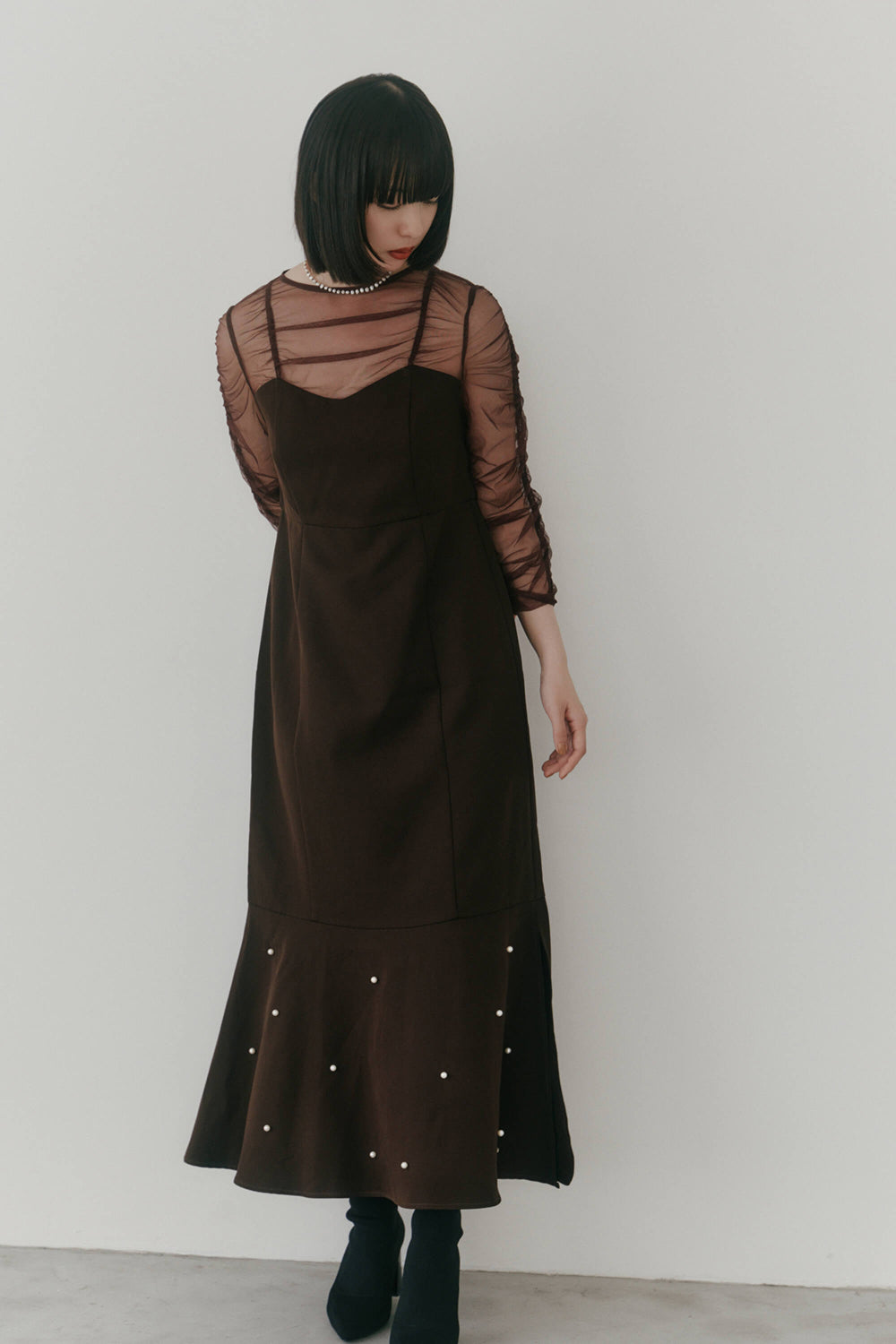 kaene パールマーメイドドレス / 100994 | モデル身長167cm 着用サイズ38