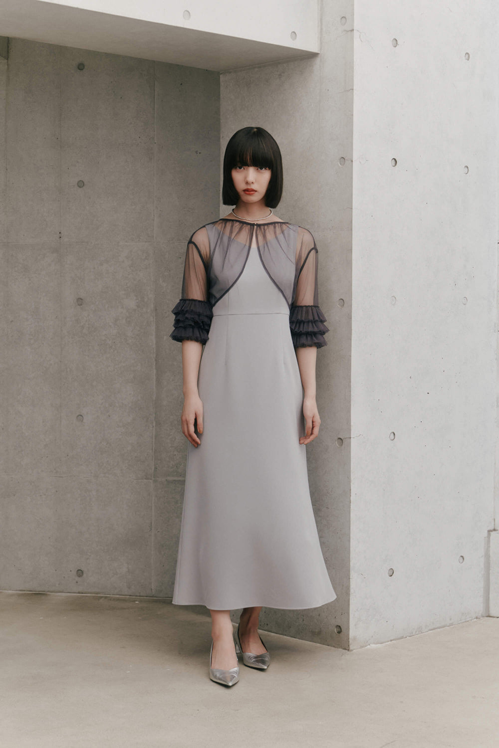 kaene フリルボレロセットドレス / 100984 | モデル身長163cm 着用サイズ36