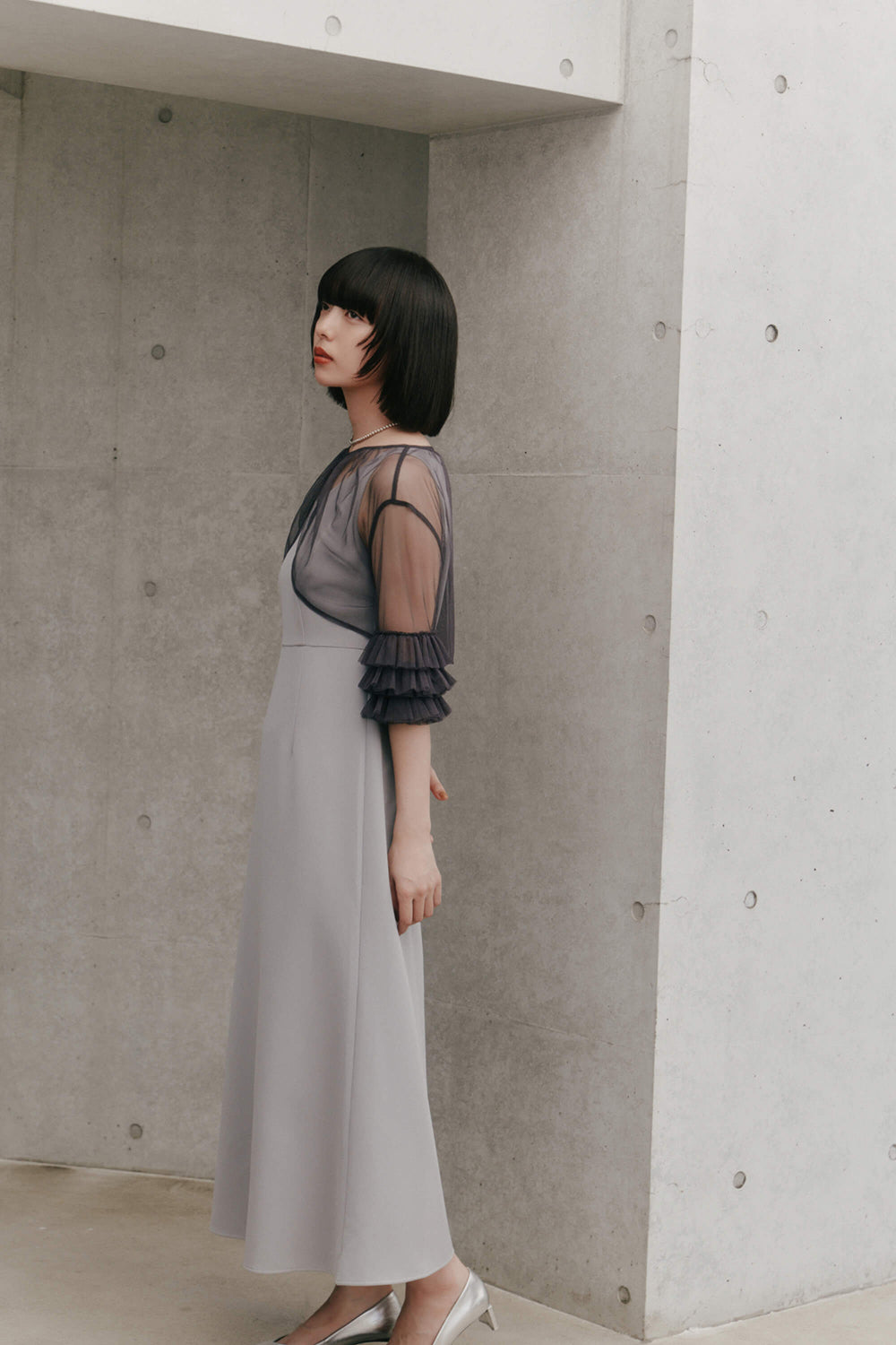 kaene フリルボレロセットドレス / 100984 | モデル身長163cm 着用サイズ36