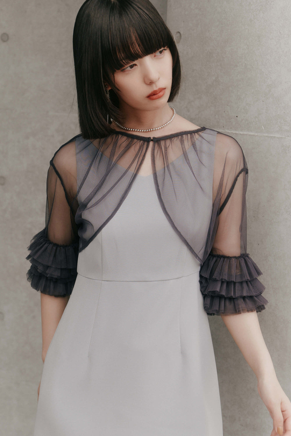 kaene フリルボレロセットドレス / 100984 | モデル身長163cm 着用サイズ36