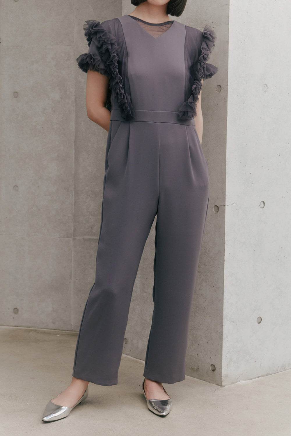 kaene チュールフリルパンツドレス / 100997 | モデル身長167cm 着用サイズ38