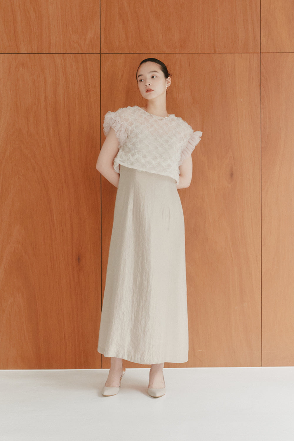 kaene ボリュームブラウスセットドレス / 100956 | モデル身長163cm 着用サイズ38