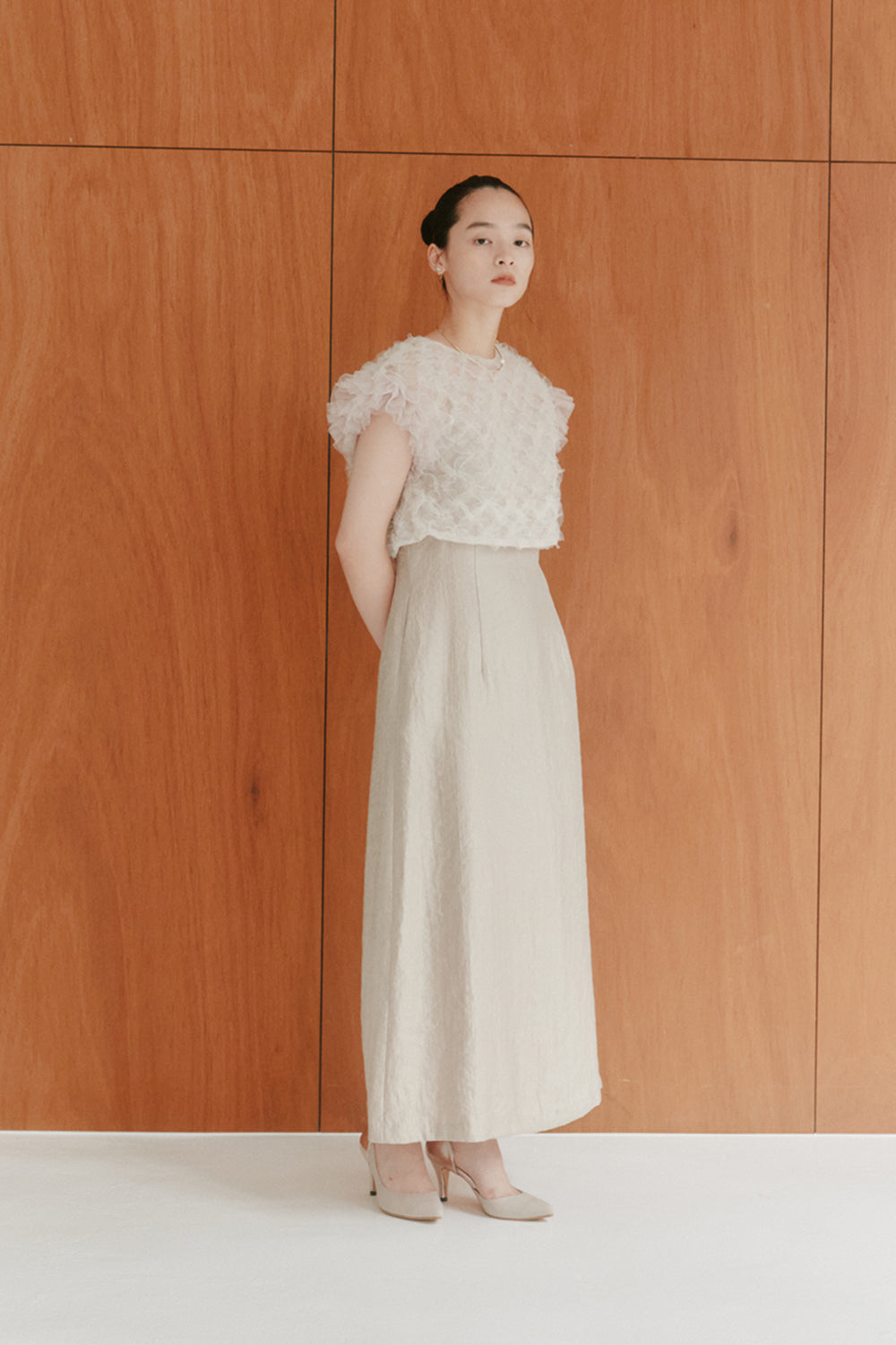 kaene ボリュームブラウスセットドレス / 100956 | モデル身長163cm 着用サイズ38