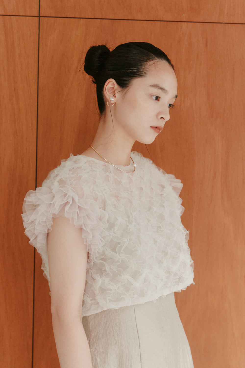 kaene ボリュームブラウスセットドレス / 100956 | モデル身長163cm 着用サイズ38