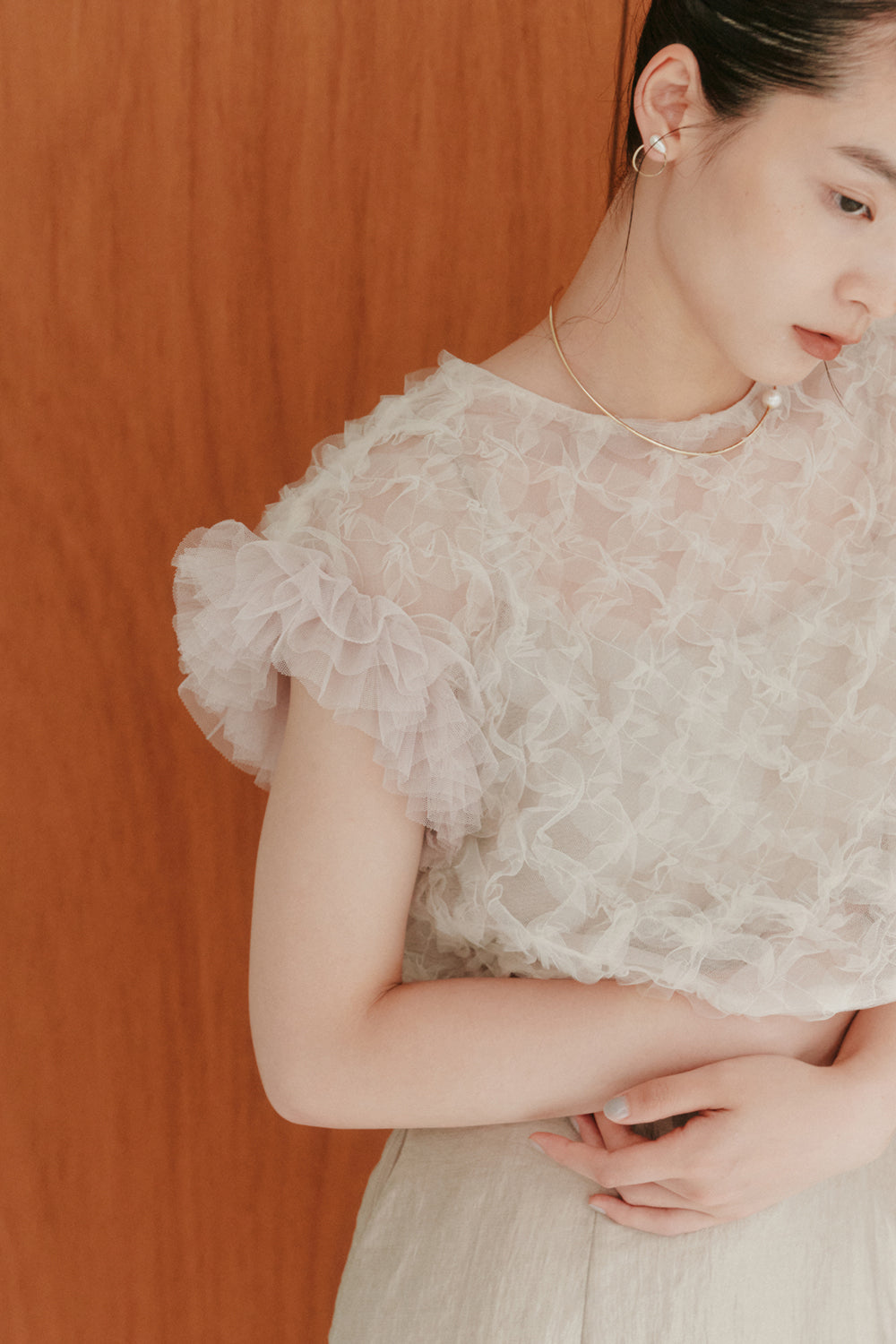 kaene ボリュームブラウスセットドレス / 100956 | モデル身長163cm 着用サイズ38