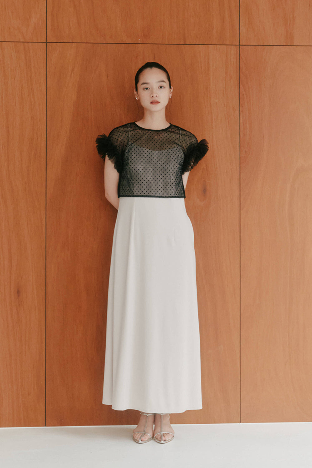 kaene ドットブラウスセットドレス / 101022 | モデル身長163cm 着用サイズ38