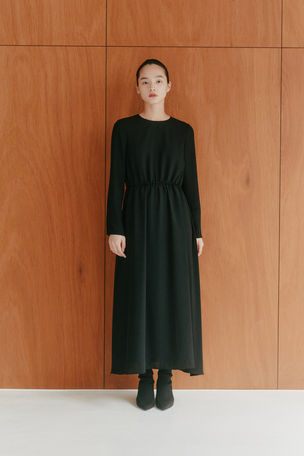 kaene フォーマルシフォンワンピース / 100957 | モデル身長163cm 着用サイズ36