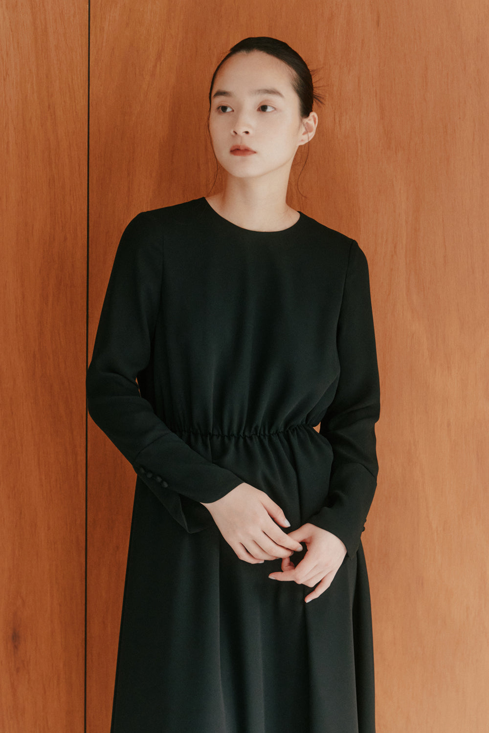 kaene フォーマルシフォンワンピース / 100957 | モデル身長163cm 着用サイズ36