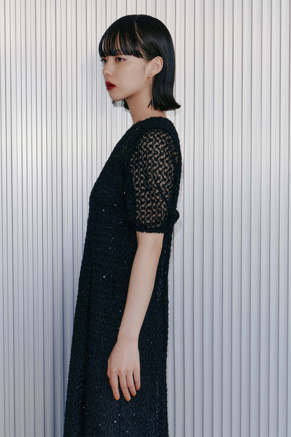 kaene スパンコールレースドレス / 101006 | モデル身長167cm 着用サイズ38 ※実際はペチコートの丈が5cm長くなります。