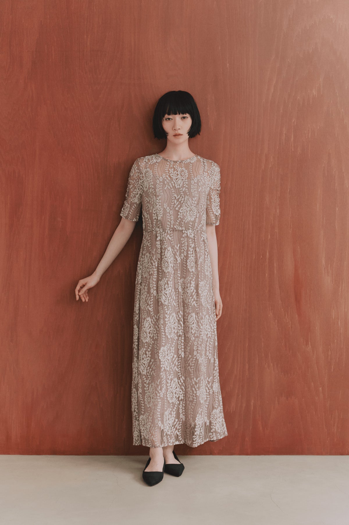 kaene 配色レースエプロンワンピース 100604 結婚式 お呼ばれ 