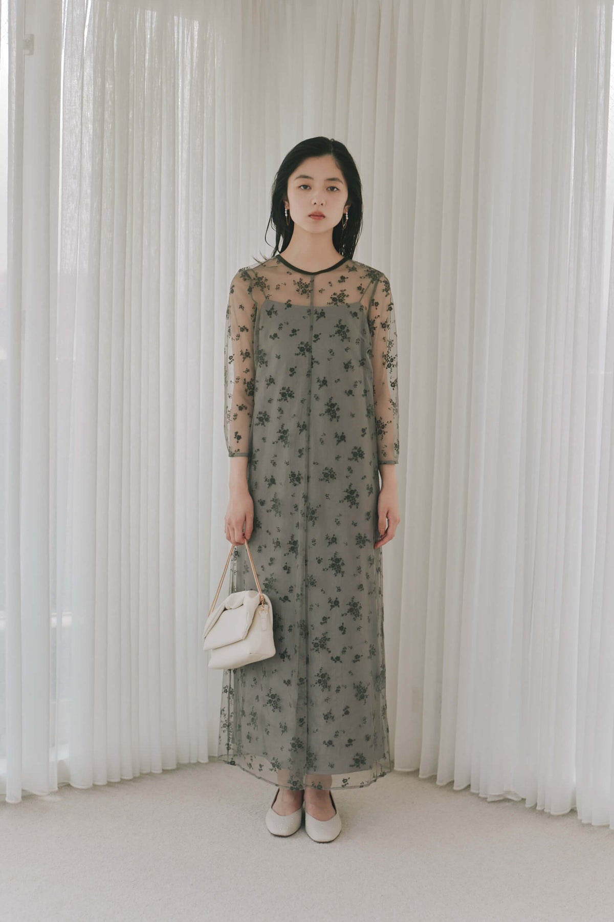 kaene フロッキーサテン2wayドレス / 101066 結婚式パーティー 