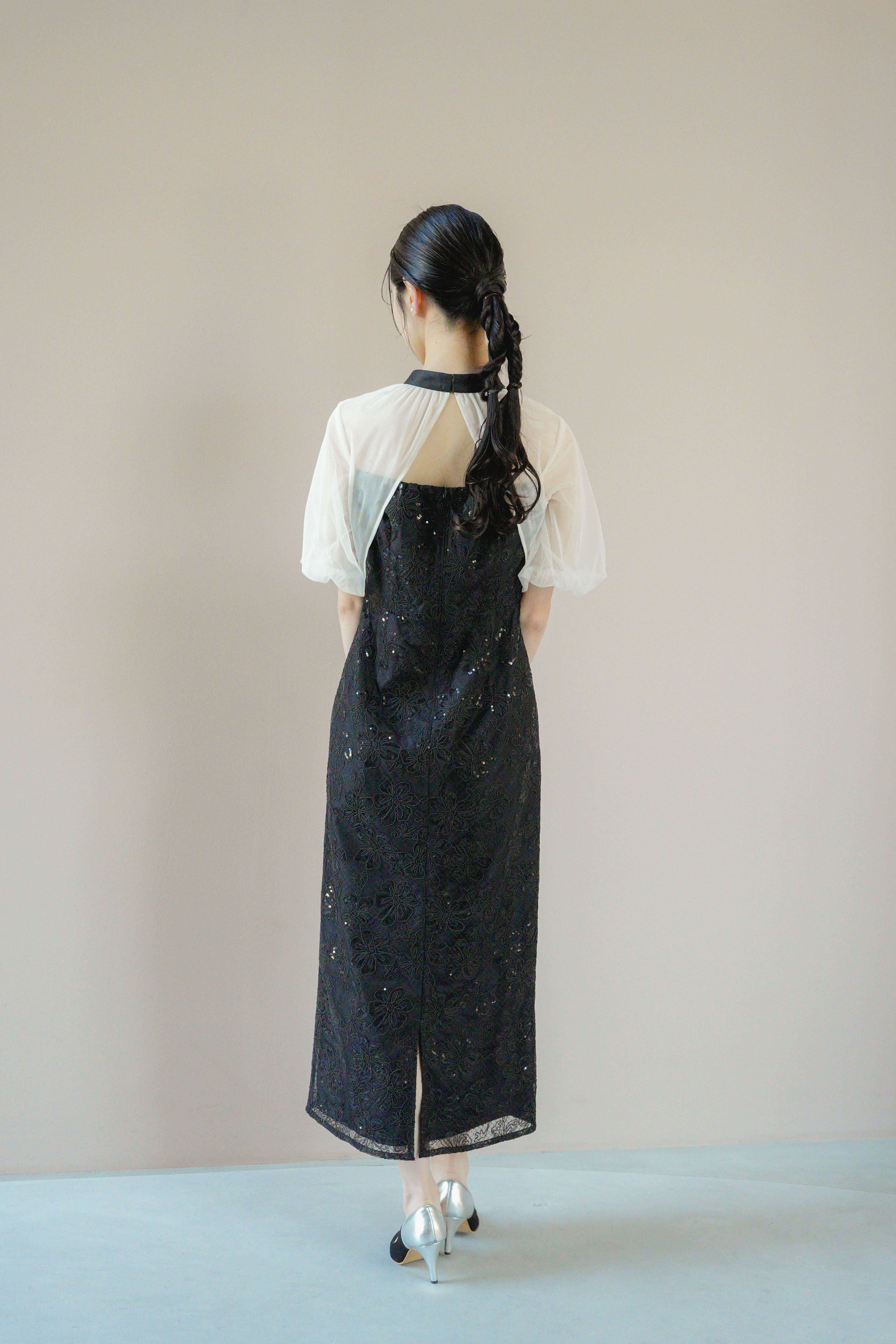 kaene バッグデザインスパンコールドレス / 101161 結婚式用ドレス | モデル身長170cm 着用サイズM(38)