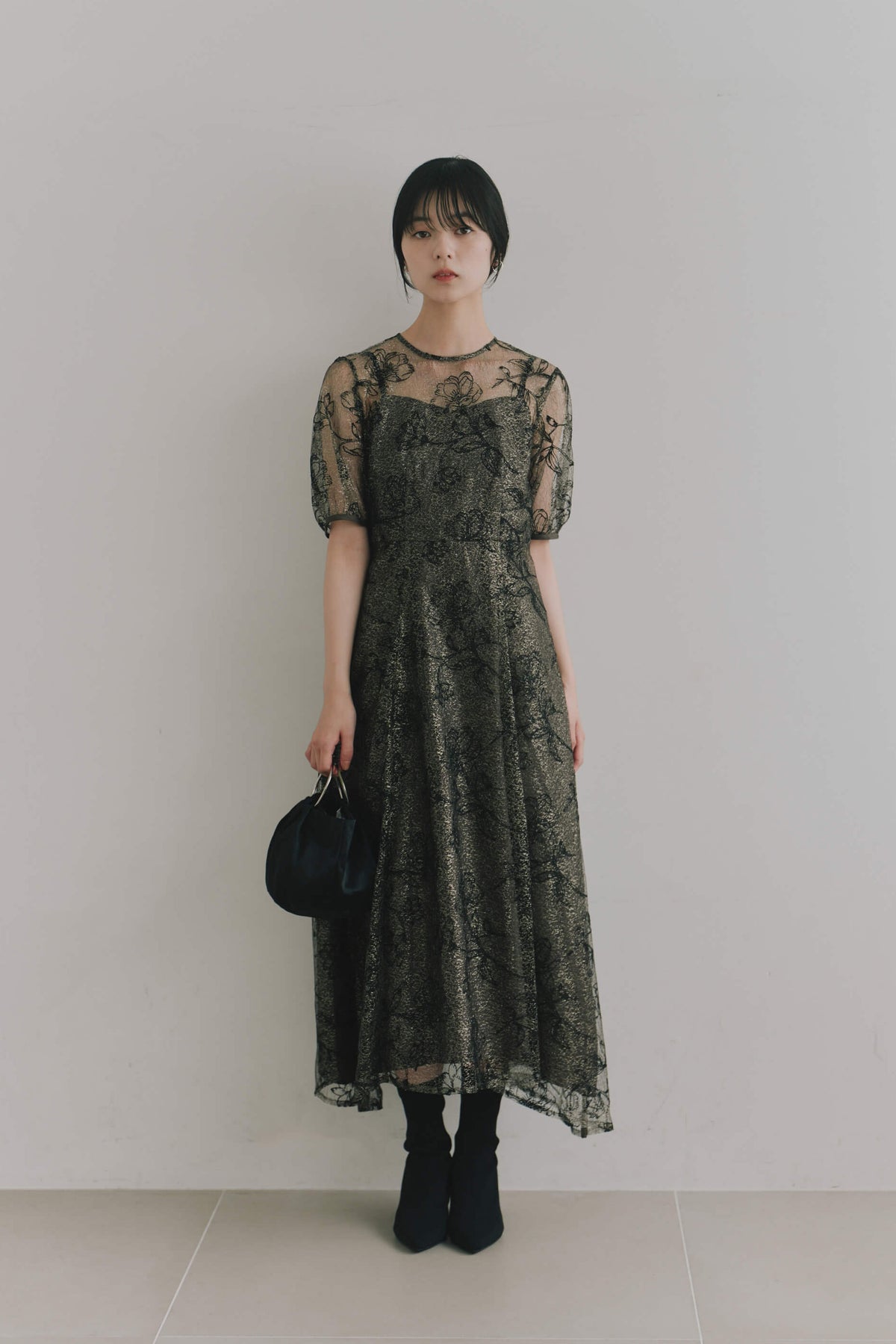 kaene ラインフラワーランダムヘムドレス / 101189 結婚式パーティー 