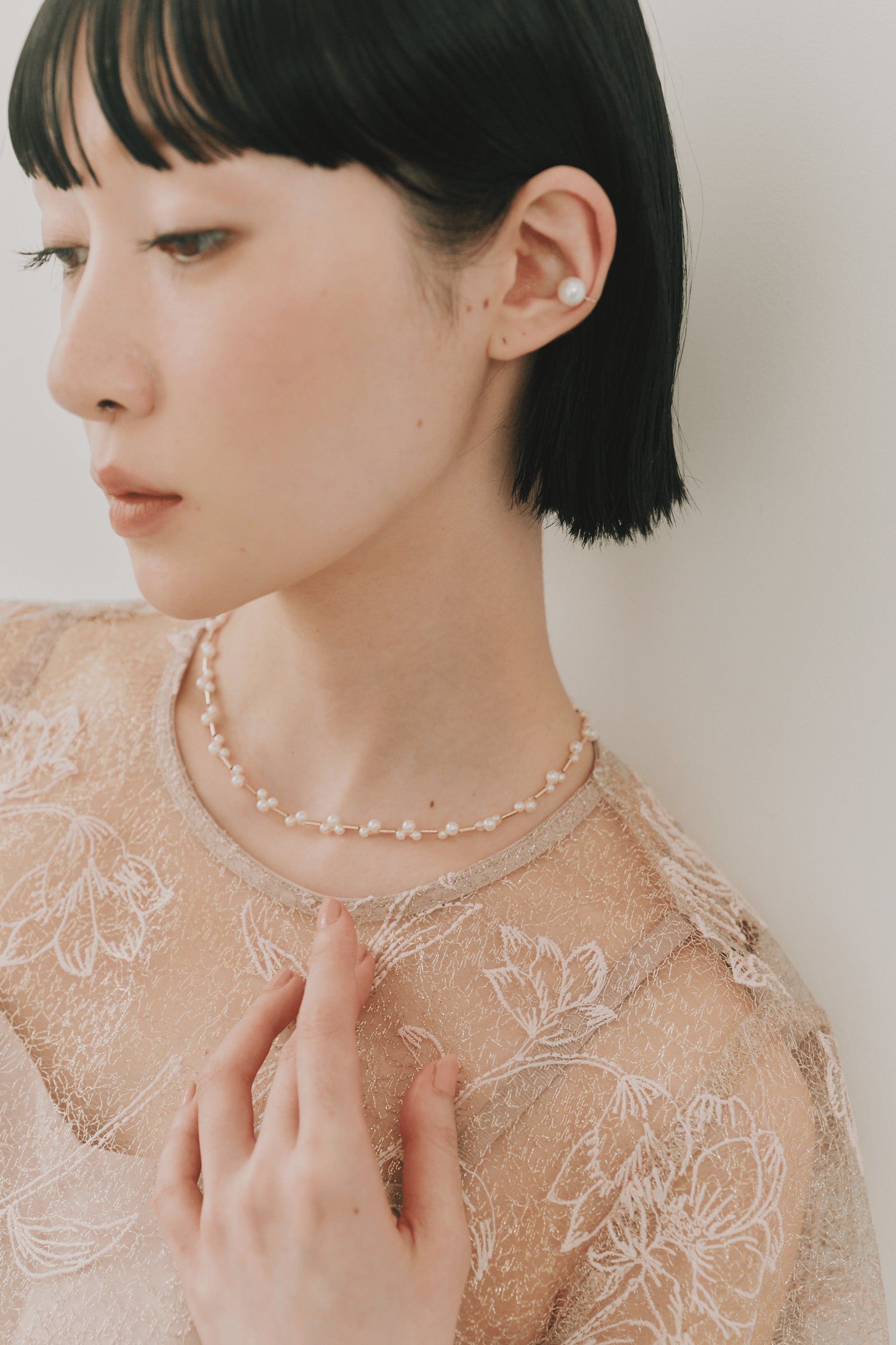 kaene フローティングパールネックレス / 032018 結婚式用ネックレス | gold