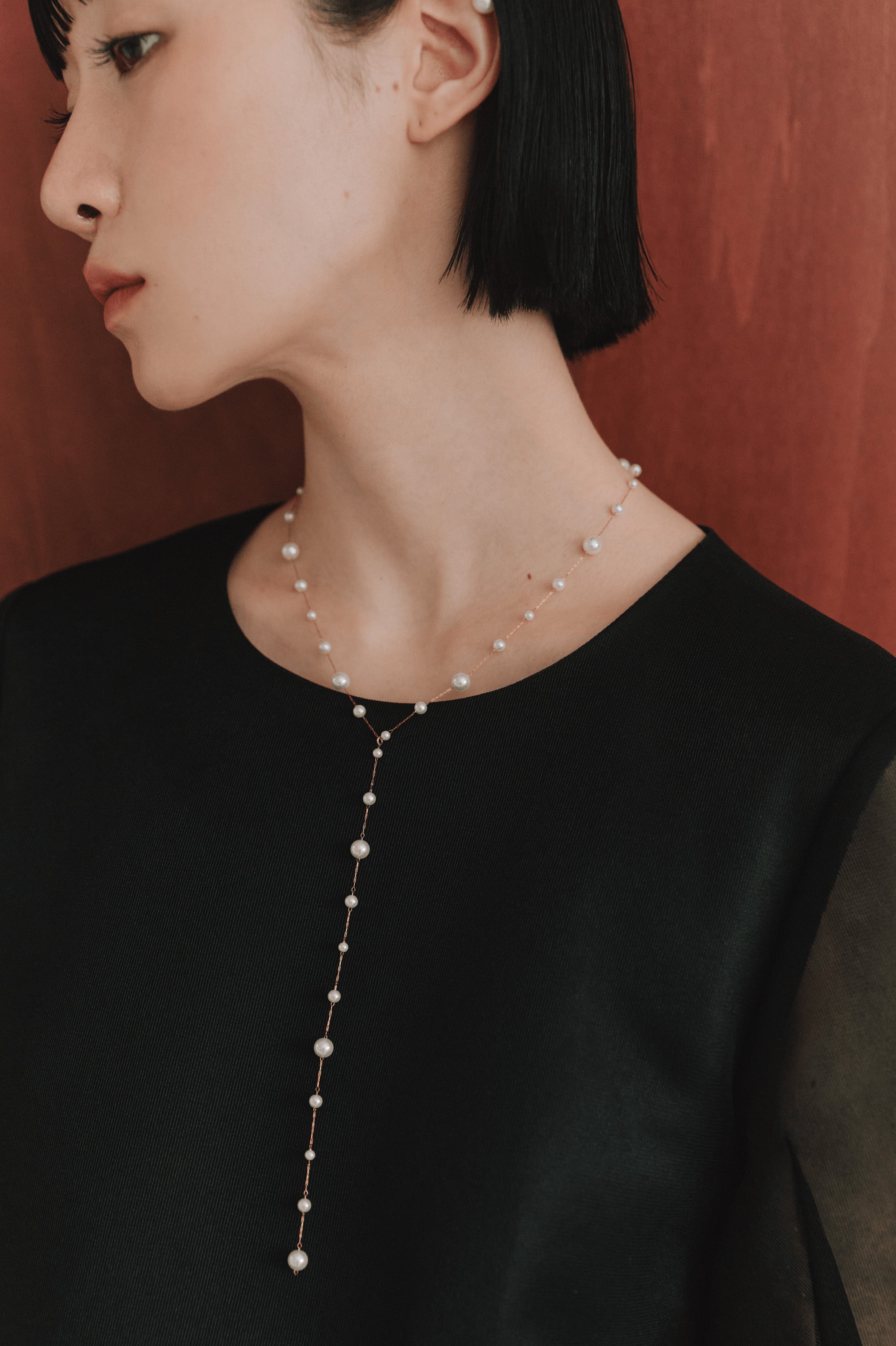 kaene フローパールロングネックレス / 032019 gold 結婚式用ネックレス | gold