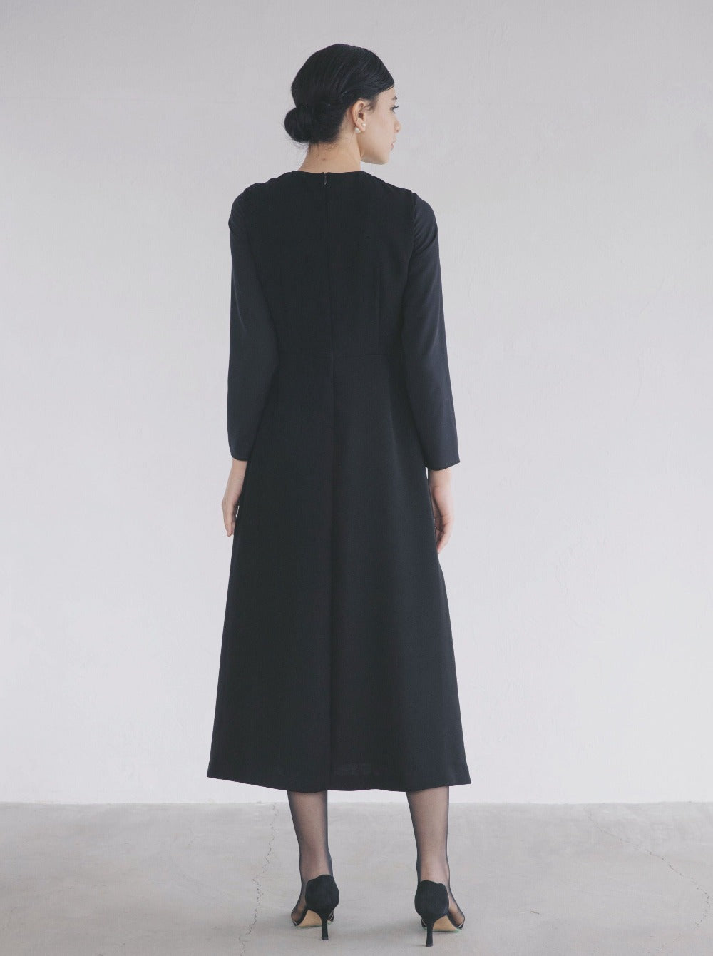 kaene シフォン合わせロングワンピース / 100647 |モデル身長170cm 着用サイズ36 ※black着用