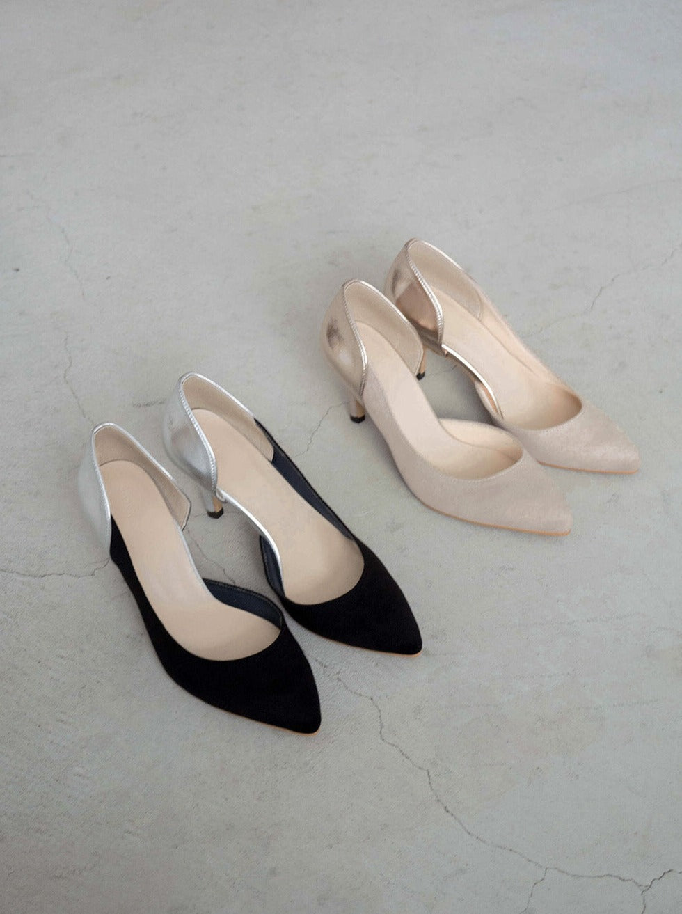 kaene バイカラーパンプス / 050014 | black・beige