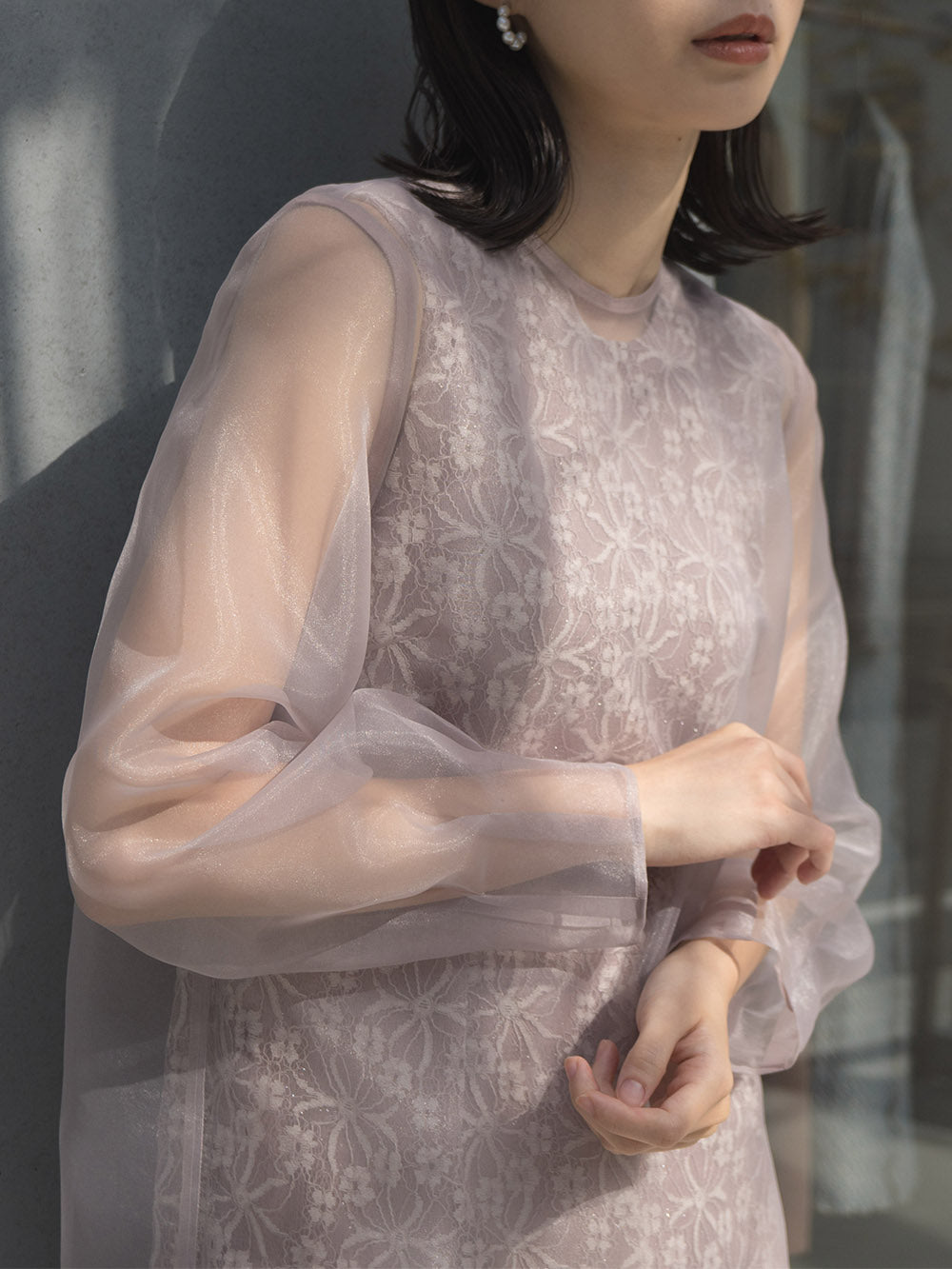 シアーレイヤードオールインワン / 100832 kaene | モデル身長160㎝ 着用サイズ36