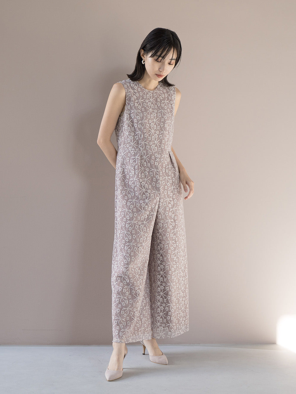 シアーレイヤードオールインワン / 100832 kaene | モデル身長160㎝ 着用サイズ36