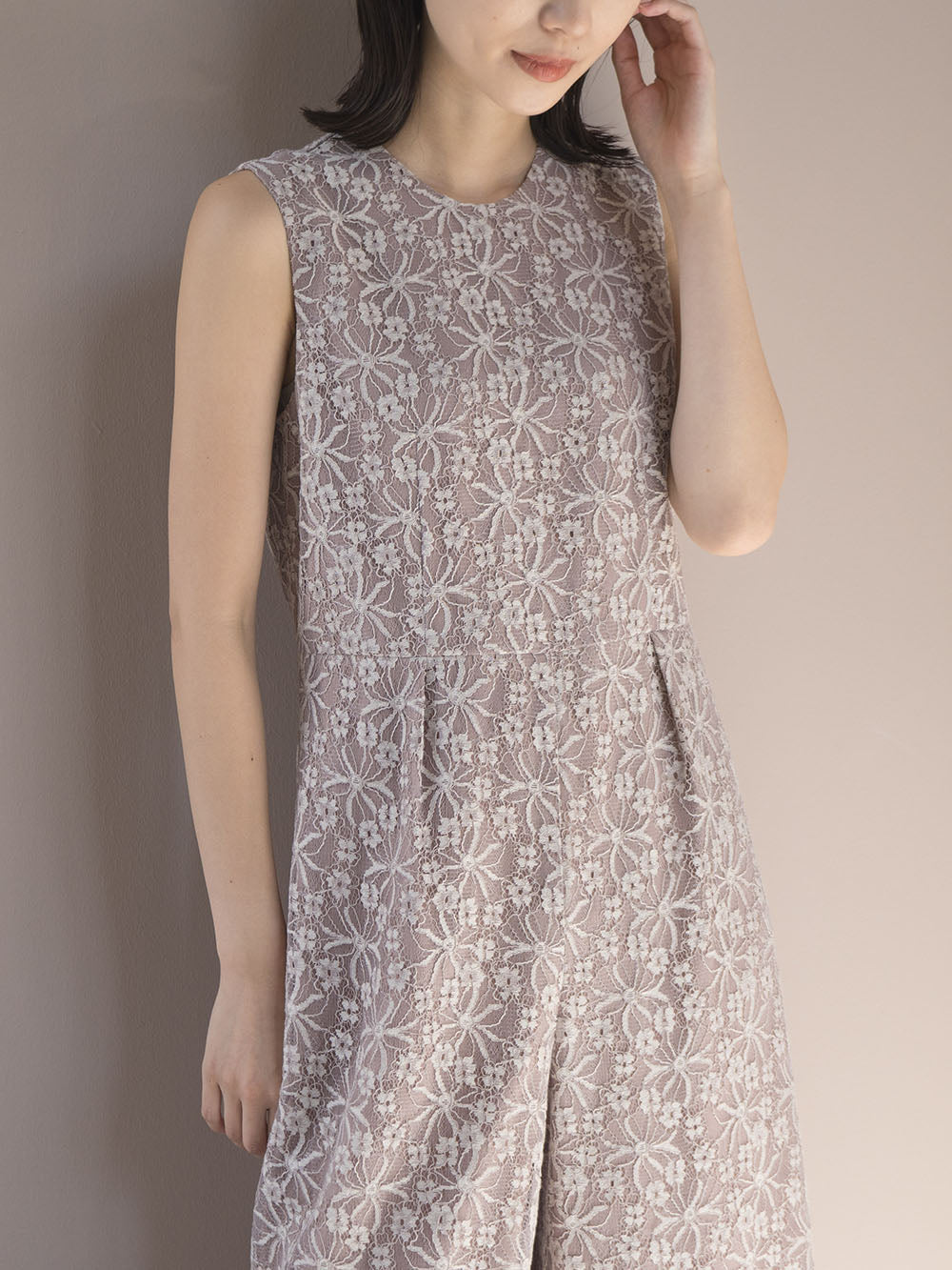 シアーレイヤードオールインワン / 100832 kaene | モデル身長160㎝ 着用サイズ36