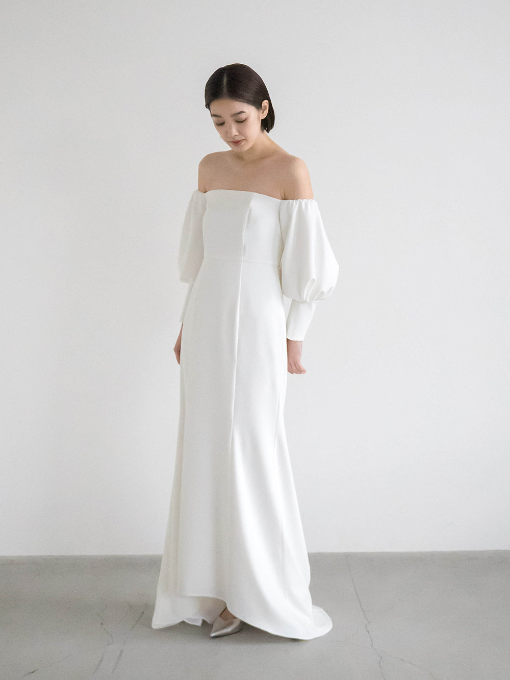 オフショルマーメイドドレス / 100828 kaene | モデル身長162cm 着用サイズ34