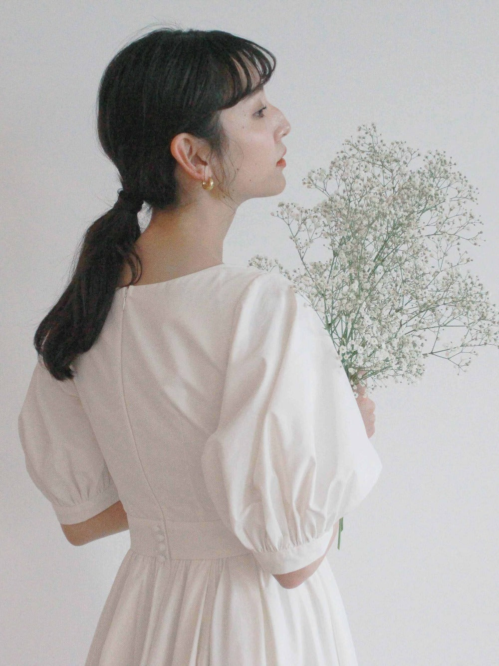 kaene タフタカシュクールドレス / 100725 | モデル身長165cm 着用サイズ36