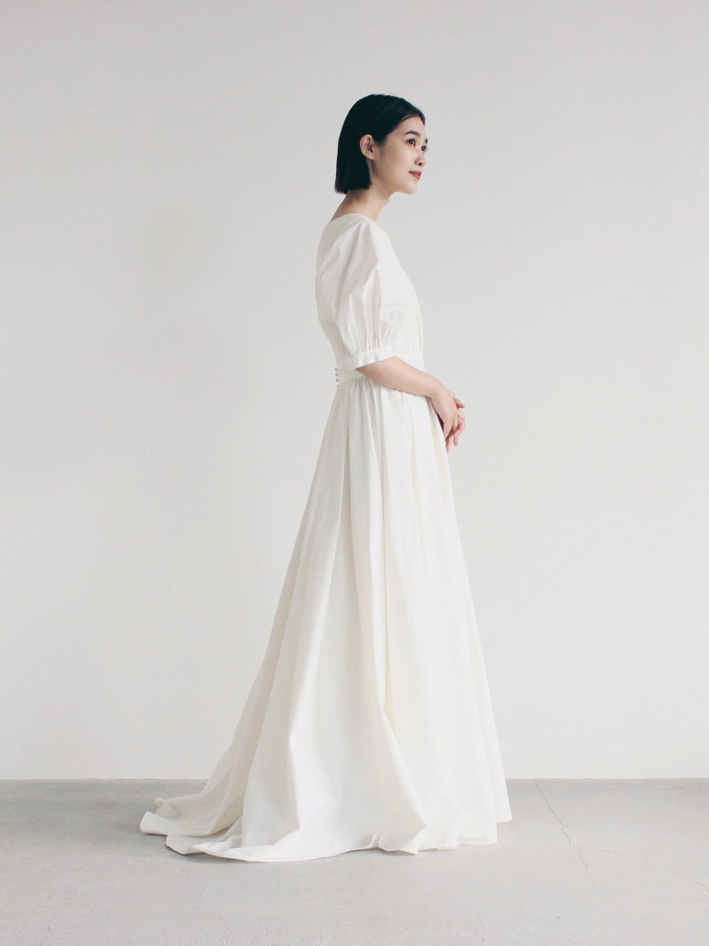 kaene タフタカシュクールドレス / 100725 | モデル身長162cm 着用サイズ36