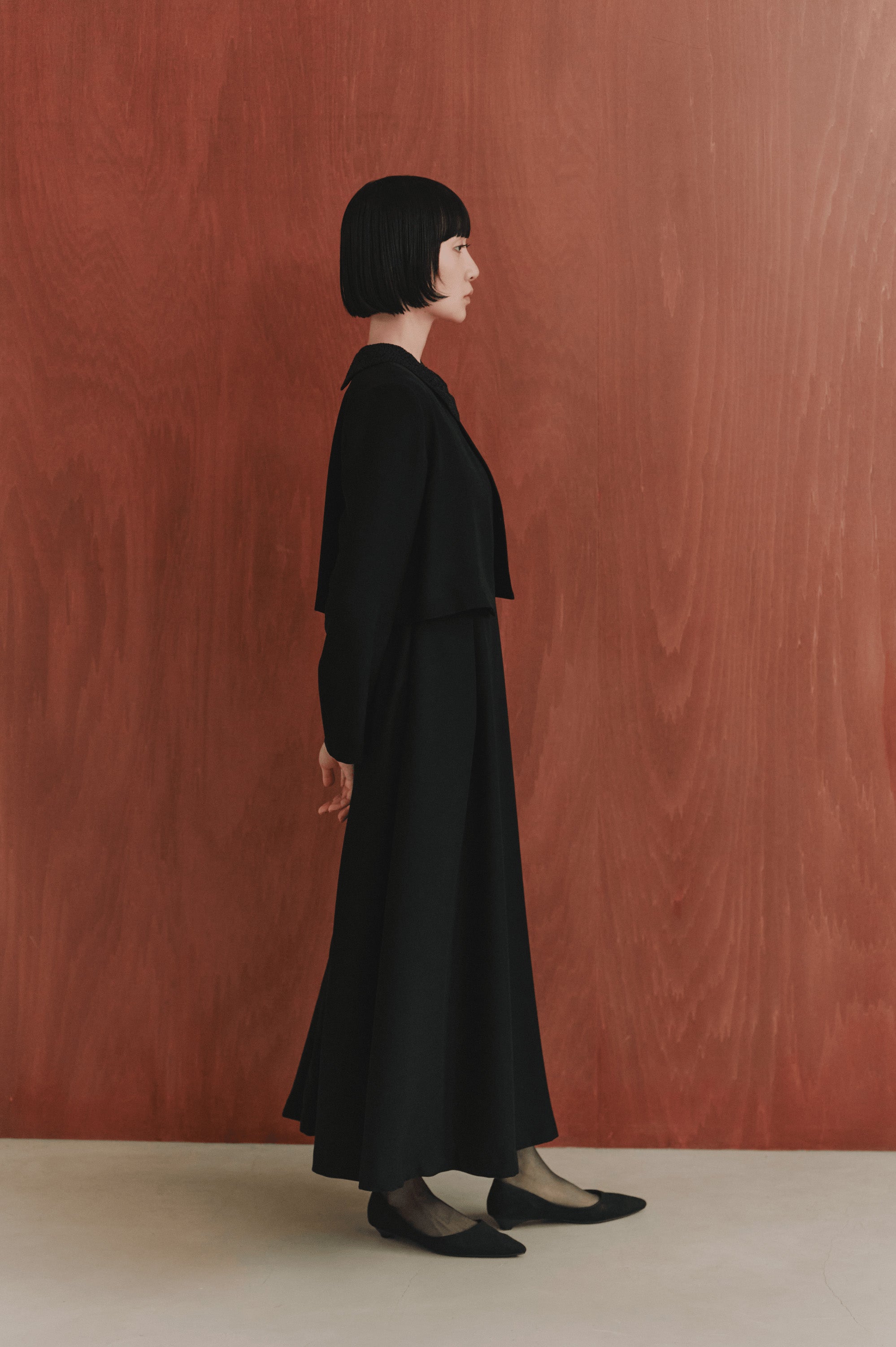 kaene レースショールフォーマルセットアップ 喪服 | モデル身長161cm 着用サイズS
