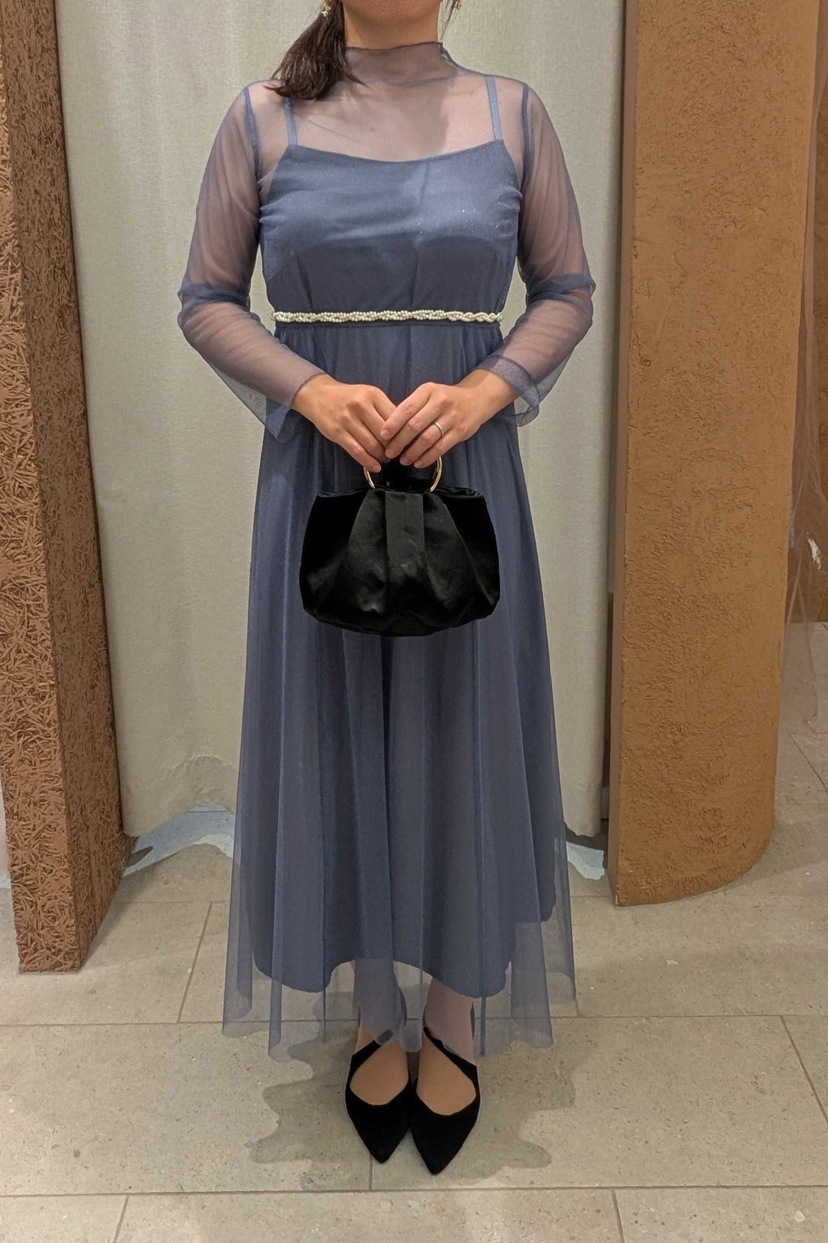 kaene　ラメチュールメロウワンピース / 100535 | Customer Snap 159cm/sax/S(36) 