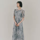 kaene  エンブロイダリーモールレースドレス / 101187 結婚式ドレス bluegray | モデル身長161cm　着用サイズS(36)